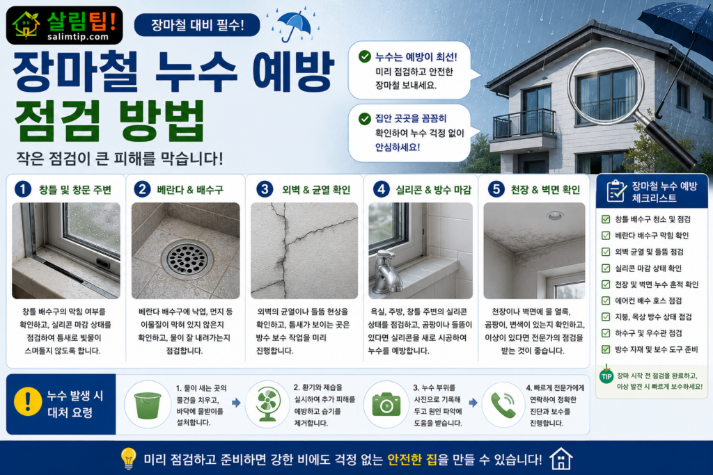 장마철 누수 예방 점검 방법