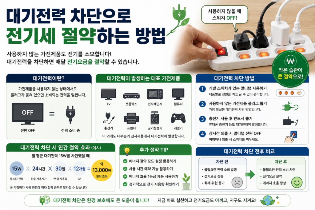 대기전력 차단으로 전기세 절약하는 방법