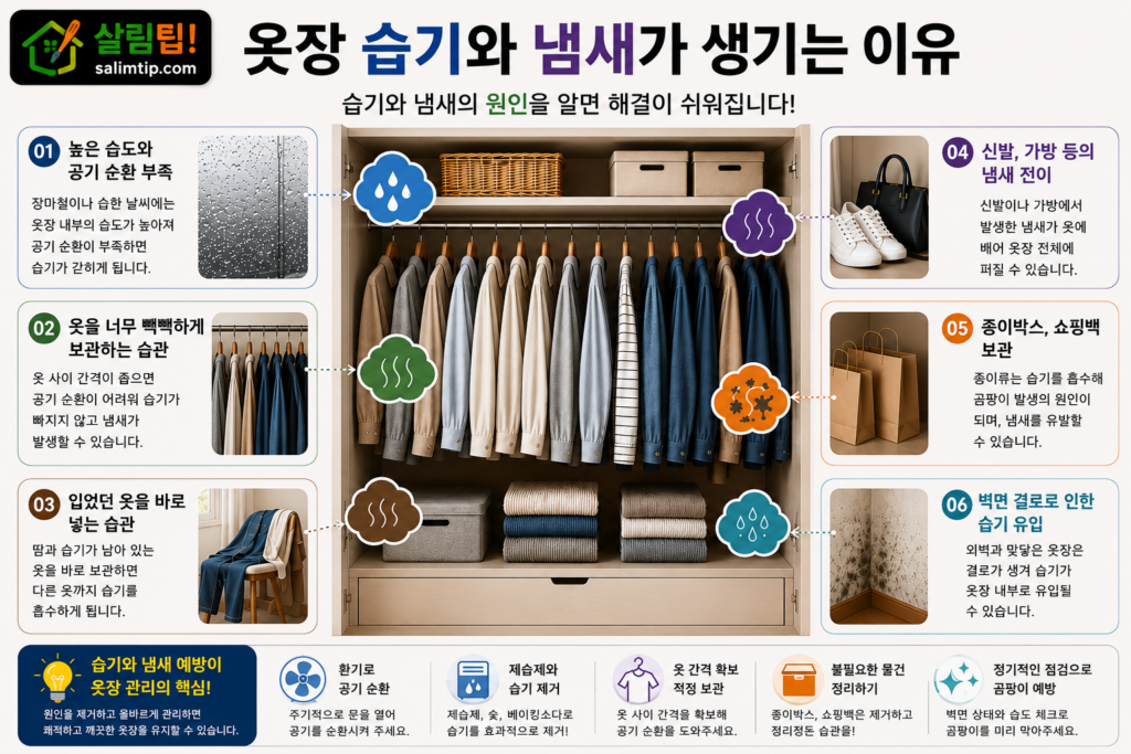 옷장 습기와 냄새가 생기는 이유