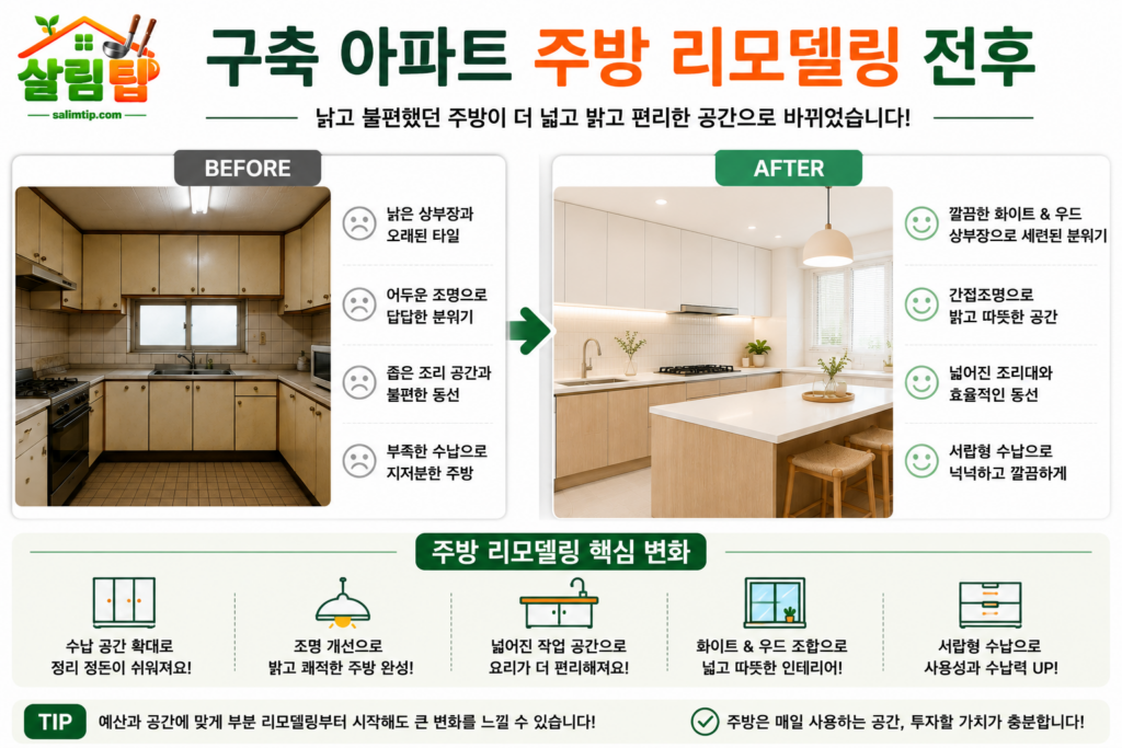 구축 아파트 주방 리모델링 전후 