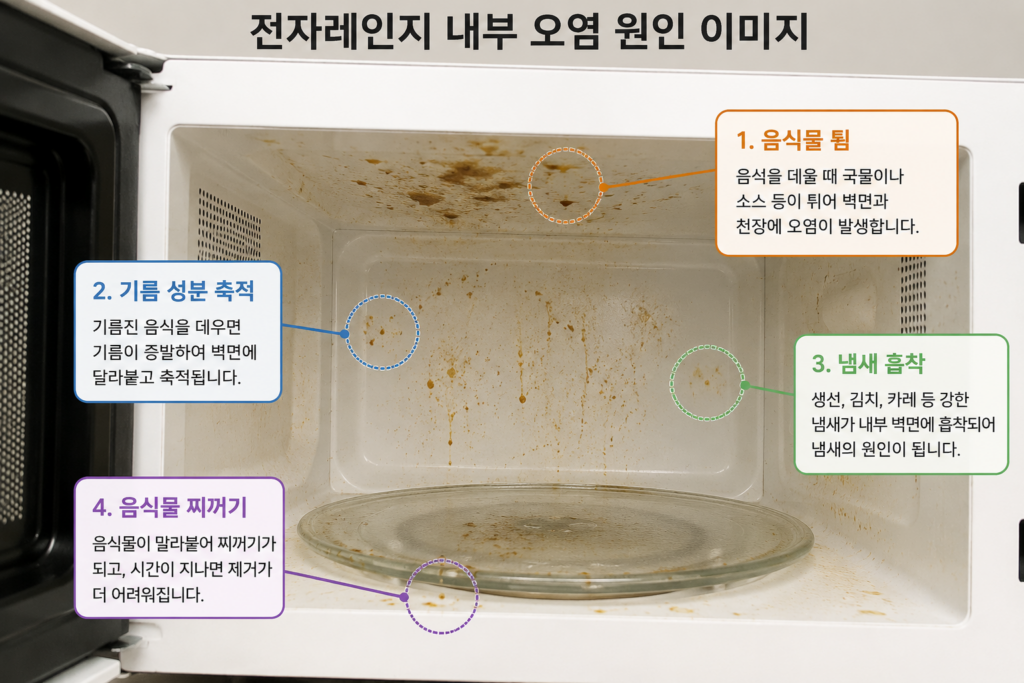 전자레인지 내부 오염 원인