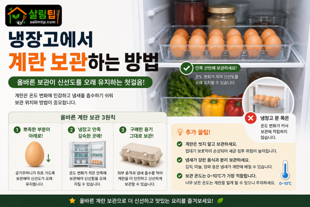 냉장고에서 계란 보관하는 방법 이미지