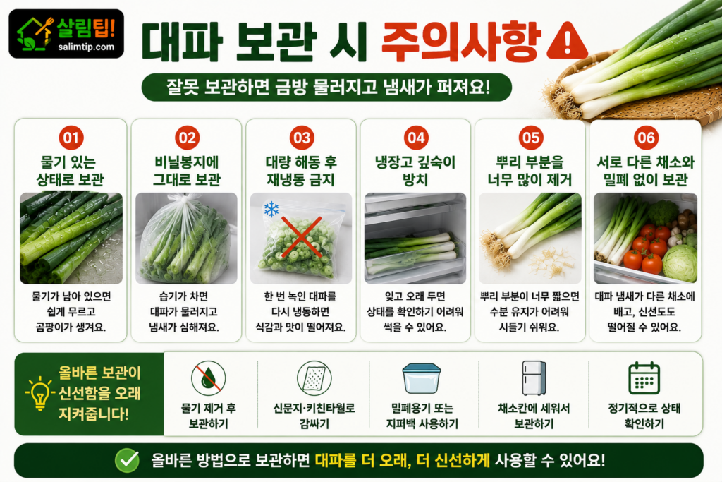 대파 보관 시 주의사항