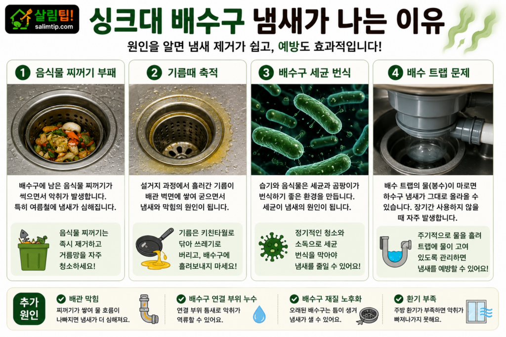 싱크대 배수구 냄새 이유