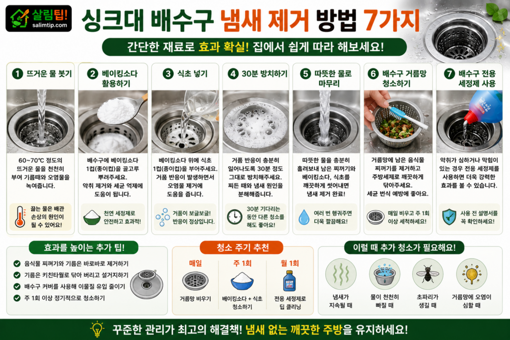 싱크대 배수구 냄새 제거 방법