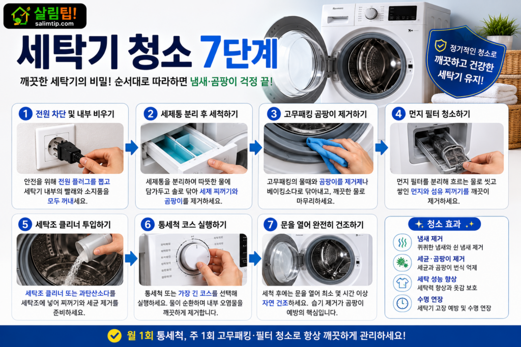세탁기 청소 7단계 