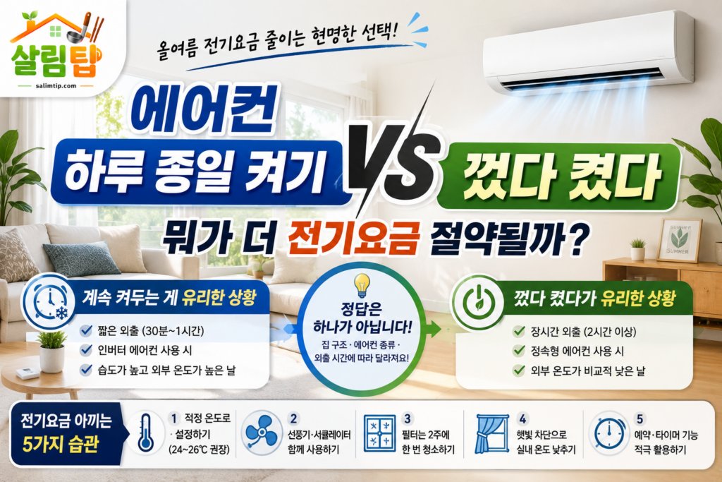 에어컨 하루 종일 켜기 vs 껐다 켰다